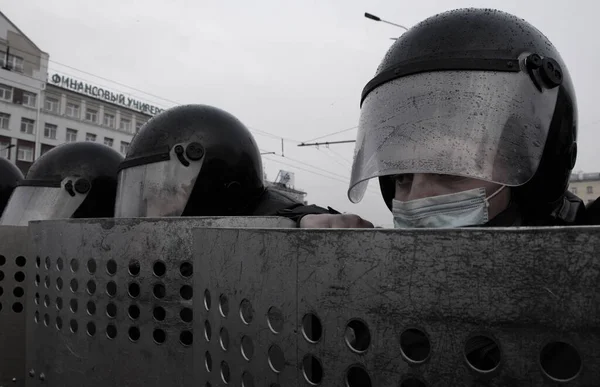 Barnaul Russia April 2021 Crackdown Demonstrations Support Opposition Politician Alexei — Stock Photo, Image