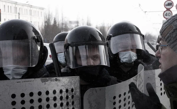 Barnaul Russie Janvier 2021 Répression Des Manifestations Faveur Politicien Opposition — Photo