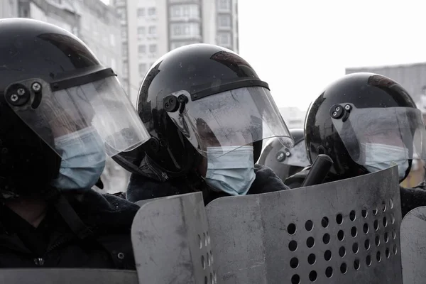 Barnaul Russia January 2021 Crackdown Demonstrations Support Opposition Politician Alexei — Stock Photo, Image