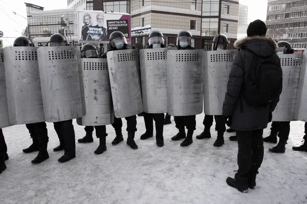 Barnaul Rússia Janeiro 2021 Repressão Das Manifestações Apoio Político Oposição — Fotografia de Stock