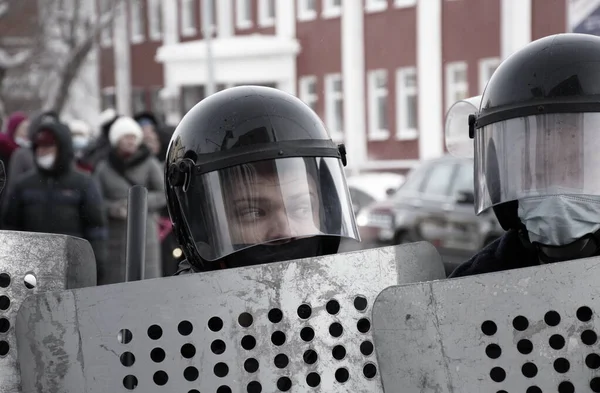 Barnaul Ryssland Januari 2021 Kampen Mot Demonstrationer Till Stöd För — Stockfoto