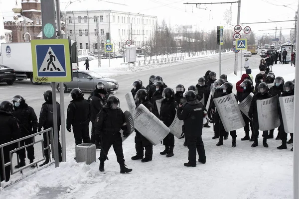 Barnaul Russie Janvier 2021 Répression Des Manifestations Faveur Politicien Opposition — Photo