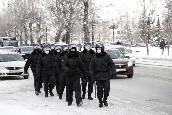 Barnaul Russie Janvier 2021 Répression Des Manifestations Faveur Politicien Opposition — Photo