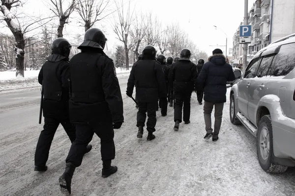 Barnaul Rusko Ledna2021 Zásahy Proti Demonstracím Podporu Opozičního Politika Alexeje — Stock fotografie
