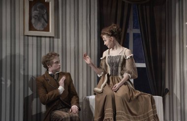 Barnaul, Rusya-30 Ağustos 2020. Tiyatro oyuncuları 