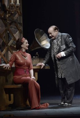 Barnaul, Rusya-30 Ağustos 2020. Tiyatro oyuncuları 