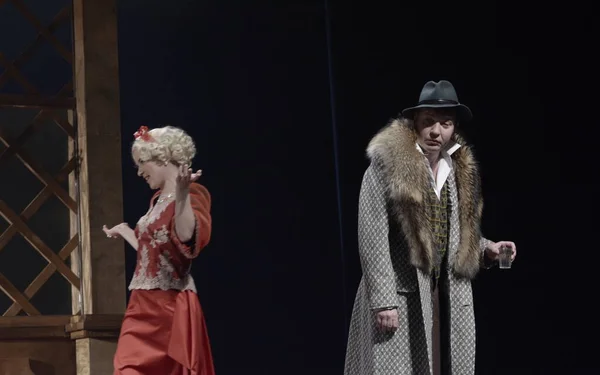 Barnaul Rusia Agosto 2020 Actores Teatro Ensayo Obra Culpable Sin — Foto de Stock