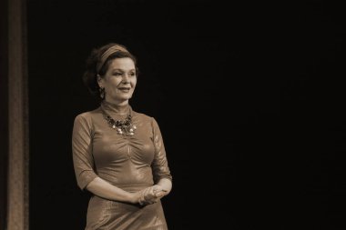 Barnaul, Rusya-30 Ağustos 2020. Tiyatro oyuncuları 