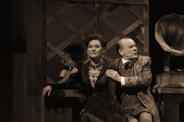 Barnaul, Rusya-30 Ağustos 2020. Tiyatro oyuncuları 