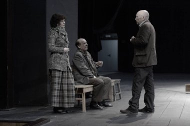 Barnaul, Rusya-30 Ağustos 2020. Tiyatro oyuncuları 