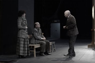 Barnaul, Rusya-30 Ağustos 2020. Tiyatro oyuncuları 