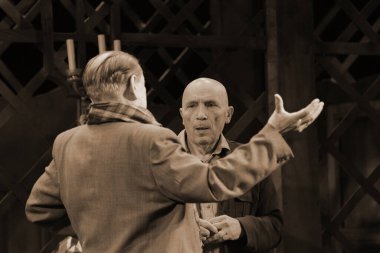 Barnaul, Rusya-30 Ağustos 2020. Tiyatro oyuncuları 