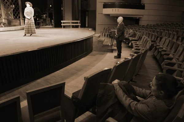 Barnaul Russia August 2020 Theater Actors Rehearsal Play Guilty Guilt — Stock Photo, Image