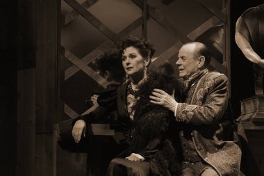 Barnaul, Rusya-30 Ağustos 2020. Tiyatro oyuncuları 