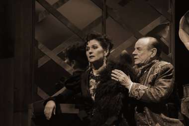 Barnaul, Rusya-30 Ağustos 2020. Tiyatro oyuncuları 