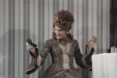 Barnaul, Rusya-30 Ağustos 2020. Tiyatro oyuncuları 