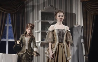 Barnaul, Rusya-30 Ağustos 2020. Tiyatro oyuncuları 