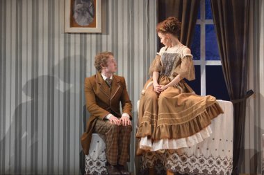 Barnaul, Rusya-30 Ağustos 2020. Tiyatro oyuncuları 