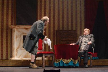 Barnaul, Rusya-30 Ağustos 2020. Tiyatro oyuncuları 