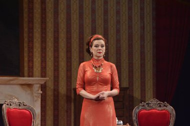 Barnaul, Rusya-30 Ağustos 2020. Tiyatro oyuncuları 