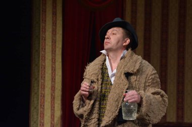 Barnaul, Rusya-30 Ağustos 2020. Tiyatro oyuncuları 