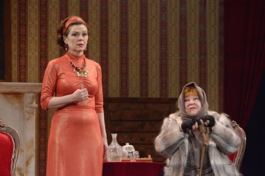 Barnaul, Rusya-30 Ağustos 2020. Tiyatro oyuncuları 