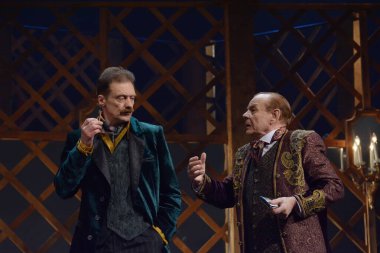 Barnaul, Rusya-30 Ağustos 2020. Tiyatro oyuncuları 