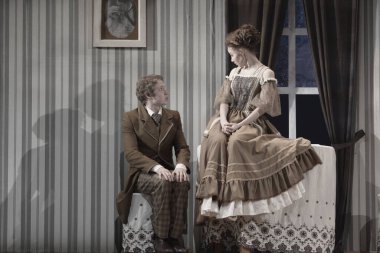 Barnaul, Rusya-30 Ağustos 2020. Tiyatro oyuncuları 