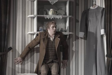 Barnaul, Rusya-30 Ağustos 2020. Tiyatro oyuncuları 