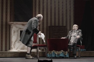 Barnaul, Rusya-30 Ağustos 2020. Tiyatro oyuncuları 