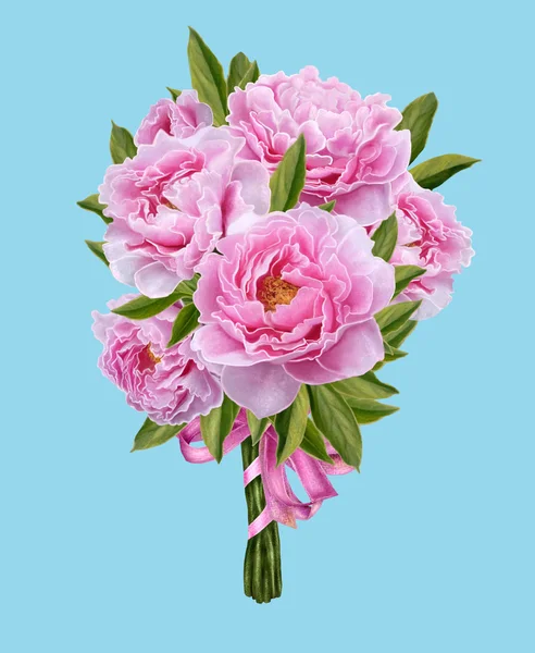 Ramo de flores. Rosa peonía. aislar —  Fotos de Stock