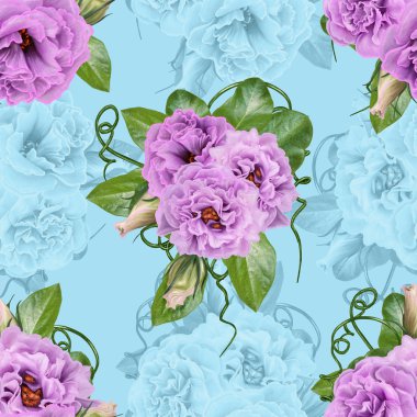 Desen, sorunsuz. Eski stil. Çiçek arka plan. Dokuma, dantel, mozaik sorun değil. Lila gül buket.