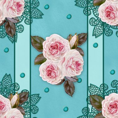 Desen, sorunsuz. Eski stil. çiçekler ve pastel pembe gül buketi. Çiçek arka plan. Dokuma, dantel, mozaik güzel.