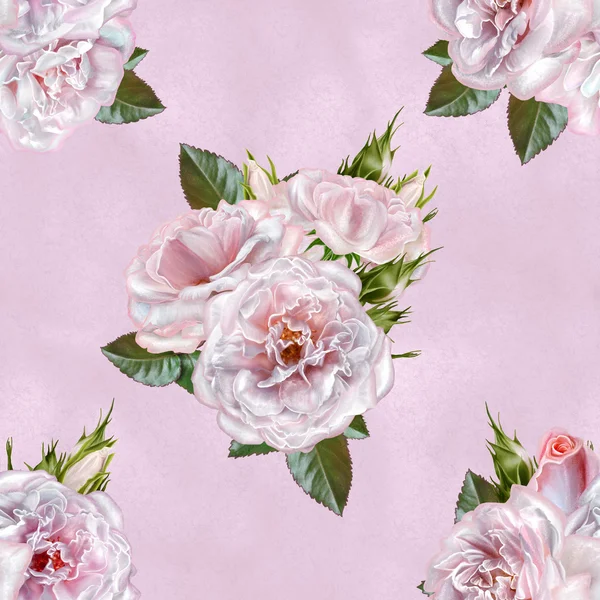 Padrão, sem costura. Velho estilo. buquê de flores e rosas rosa pastel. Fundo floral. Tecelagem fina, rendas, mosaico . — Fotografia de Stock