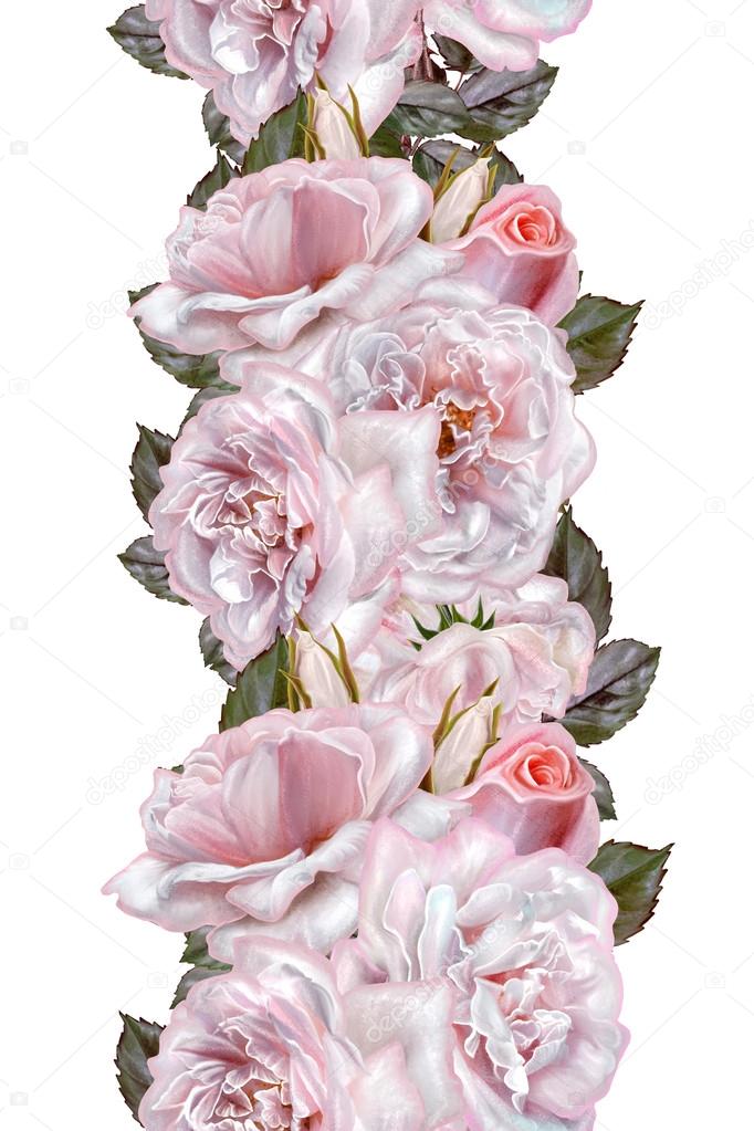Vertical floral border. Pattern, seamless. Flower garland ...