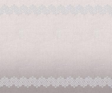 Desen, kusursuz. Eski tarz. Güzel dokuma, mozaik. Vintage arka plan. Yatay kenarlık. Kaba bez, çuval arka plan üzerinde hassas openwork dantel.