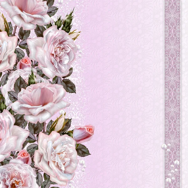 Blütenkomposition. Strauß rosa Rosen von rosa Rosen. Alter Stall — Stockfoto