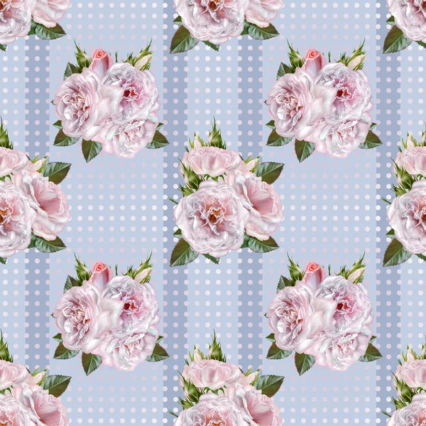 Pattern, seamless. Old style. Bouquet of flowers and pastel pink roses. Floral background. Fine weaving, lace, mosaic. Damascus ornament — Stock Photo, Image