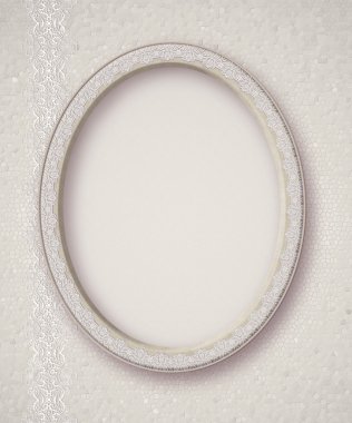 Oval fotoğraf çerçevesi. Çiçek kompozisyonu. İnci openwork dantel dokuma.