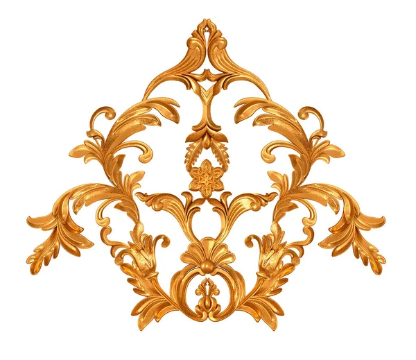 Rilievo Traforato Dorato Stampaggio Stucco Riccioli Ornamento Decorativo Elemento Arabesco — Foto Stock