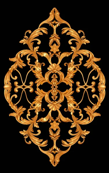 Golden Openwork Relief Stucco Molding Curls Ornament Ornament Arabesque Element — 스톡 사진