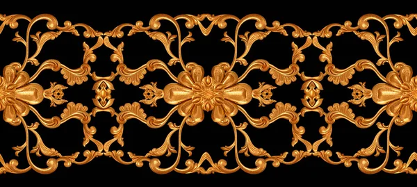 Rilievo Traforato Dorato Stampaggio Stucco Riccioli Ornamento Decorativo Elemento Arabesco — Foto Stock