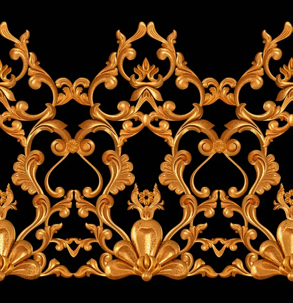 Rilievo Traforato Dorato Stampaggio Stucco Riccioli Ornamento Decorativo Elemento Arabesco — Foto Stock