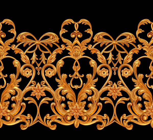 Goldenes Durchbrochenes Relief Stuckformen Locken Dekorative Ornamente Arabesken Elemente Klassisches — Stockfoto