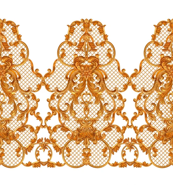 Zlatý Prolamovací Reliéf Štukové Lišty Kudrlinky Dekorativní Ozdoba Arabský Prvek — Stock fotografie