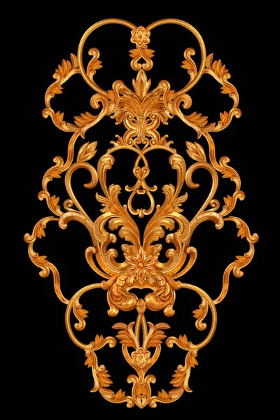 Golden Openwork Relief Stucco Molding Curls Ornament Ornament Arabesque Element — 스톡 사진