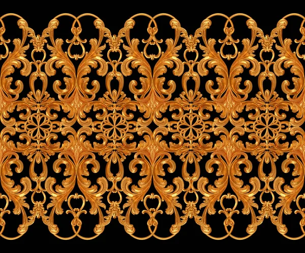 Zlatý Prolamovací Reliéf Štukové Lišty Kudrlinky Dekorativní Ozdoba Arabský Prvek — Stock fotografie