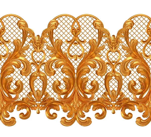 Goldenes Durchbrochenes Relief Stuckformen Locken Dekorative Ornamente Arabesken Elemente Klassisches — Stockfoto