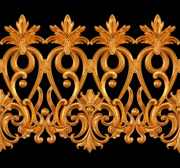 Rilievo Traforato Dorato Stampaggio Stucco Riccioli Ornamento Decorativo Elemento Arabesco — Foto Stock