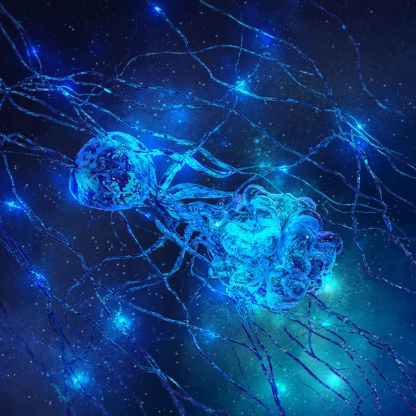 Abstract Medical Background Neuronal Networks Cells Nerve Endings Electrical Impulses — Stock Photo, Image